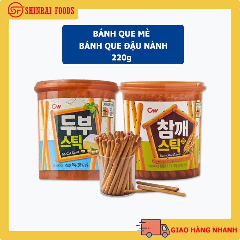 Bánh que mè, bánh que đậu nành CW Hàn Quốc- hộp 220gram