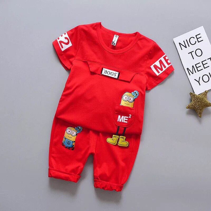 [ xả kho ] EB Set bộ quần áo trẻ em in hình BOSS MILION dành cho bé 8-18kg. Thiết kế bắt mắt, màu sắc tươi sáng.