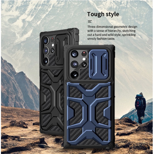 Ốp lưng chống sốc  Samsung S22 Ultra Carbon Nillkin Adventure Case