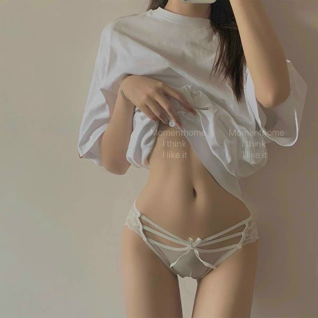 Quần Lót Ren Xuyên Thấu Dây- Quần Chip Ren Đan Viền Dây Hình Bướm, Đính Nơ Sexy 2Gril.Braaa FREESHIP