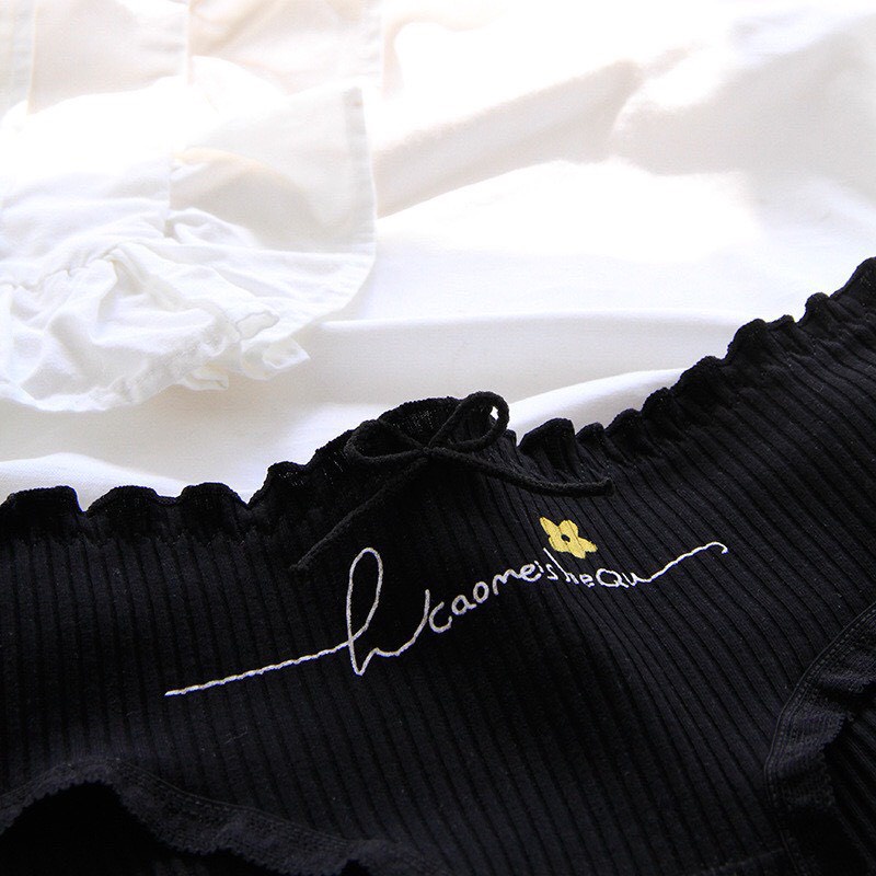 Quần Lót Nữ - Quần Lót Nữ Cotton thiết kế cạp chun bèo đính nơ gân tăm DAN STORE MÃ C875
