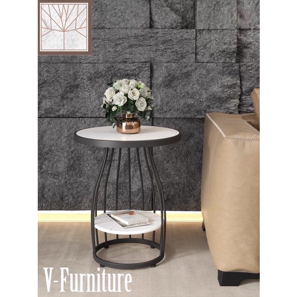 Kệ, bàn góc Sofa phòng khách mặt đá lọt chân kim loại sơn tĩnh điện BG-04 sang trọng, hiện đại