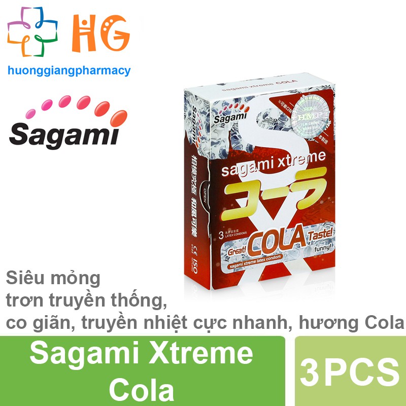 Bao Cao Su Sagami Xtreme Cola Siêu Mỏng Hương Cô Ca Sáng Khoải ( Hộp 3 Cái )