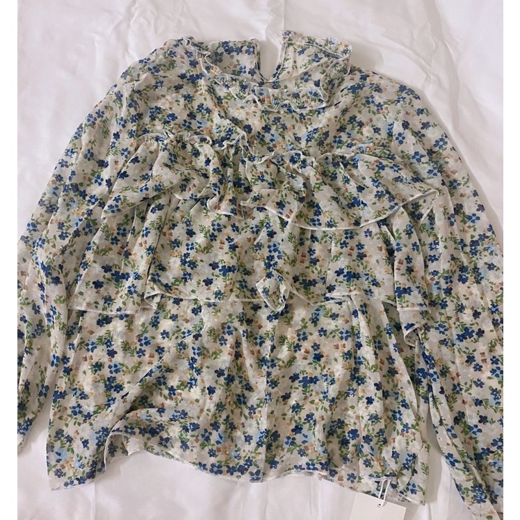 Áo voan hoa mỏng Quảng Châu phối bèo dễ thương