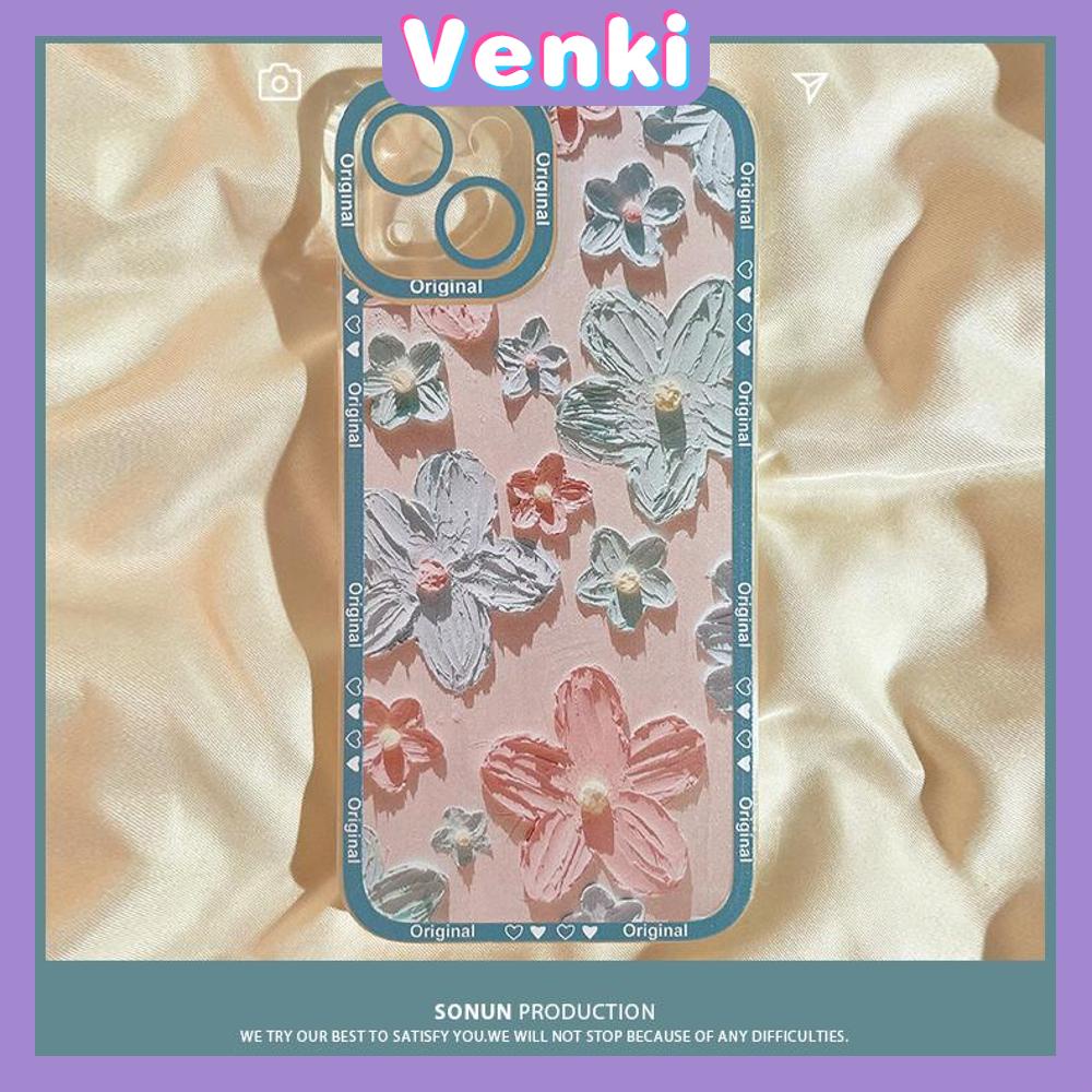 Ốp điện thoại silicon mềm khung vuông họa tiết hoa chống sốc thích hợp cho iPhone 11 13 Pro Max 12 Pro Max 7 Plus xr