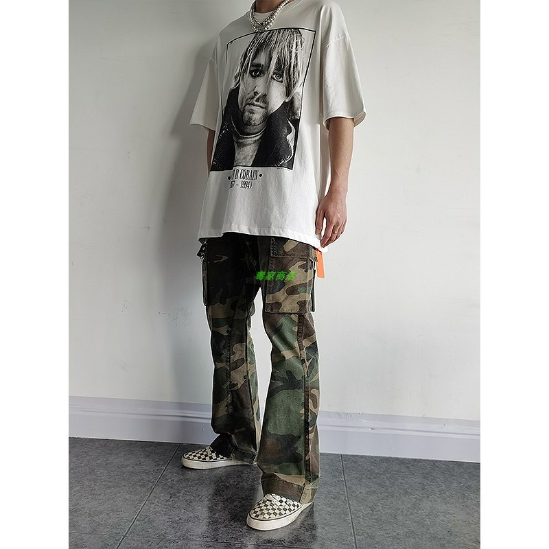 Áo Thun Tay Ngắn Dáng Rộng Cổ Điển Đường Phố Hình FEAR OF GOD rock nirvana angel Phong Cách Đường Phố Thường Ngày Cho Nam Và Nữ