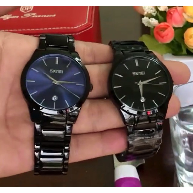 Đồng hồ nam SKMEI mắt sói 9140 khung thép đen lịch lãm sang trọng mẫu hot.