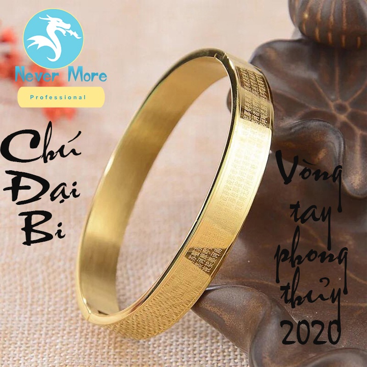 Vòng tay titan Chú Đại Bi hình tròn màu vàng siêu đẹp - Đeo tay vạn sự may