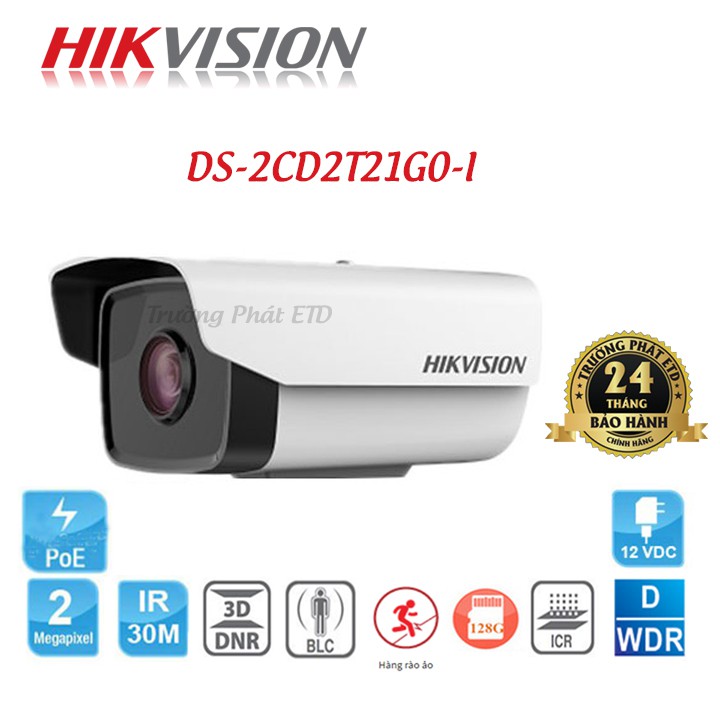 Camera IP hồng ngoại 2.0 Megapixel HIKVISION DS-2CD2T21G0-I - Hàng Chính Hãng