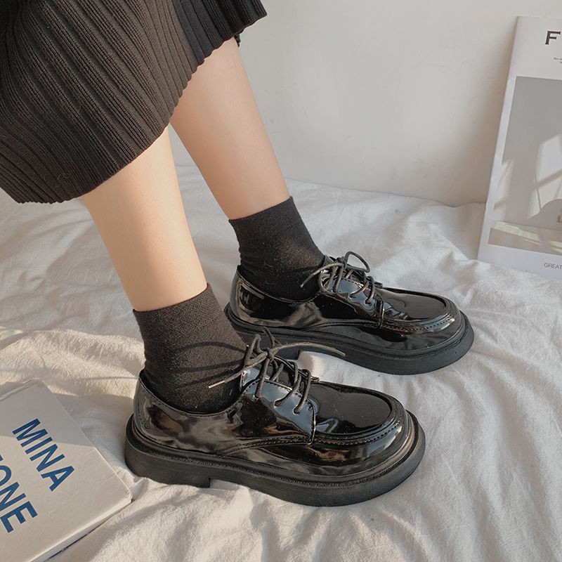 (ORDER) Giày ulzzang đế cao da bóng buộc dây | BigBuy360 - bigbuy360.vn