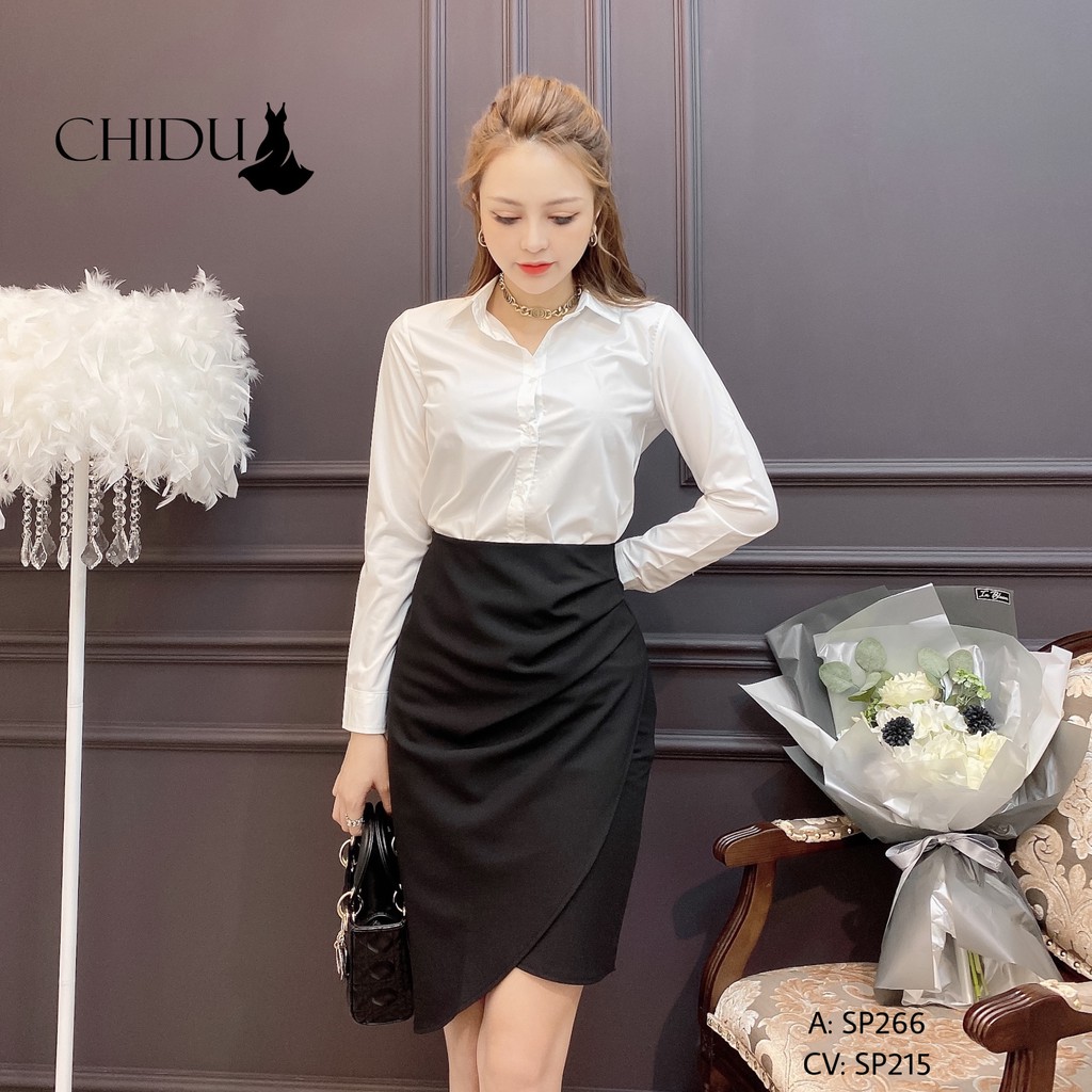 CHIDU Áo sơ mi trắng dài tay, áo sơ mi công sở nữ thanh lịch SP266 | BigBuy360 - bigbuy360.vn