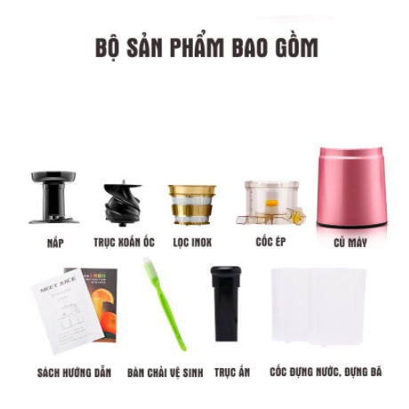 Máy ép chậm hoa quả MEET JUICE máy ép chậm Vắt Kiệt bã tự động tách nước - {BẢO HÀNH 1 NĂM,Tặng kèm 2 cốc đựng khi mua}