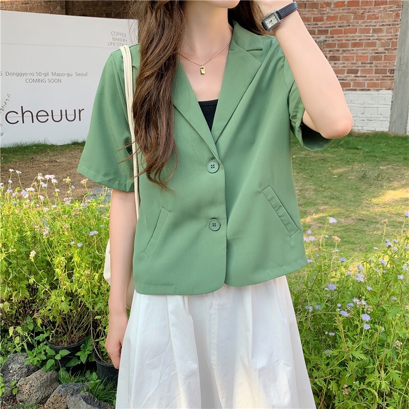 [Sẵn_Full tem xuất Hàn]  Áo Blazer Ngắn Tay, cam kết không nhăn, thời trang nhất | BigBuy360 - bigbuy360.vn