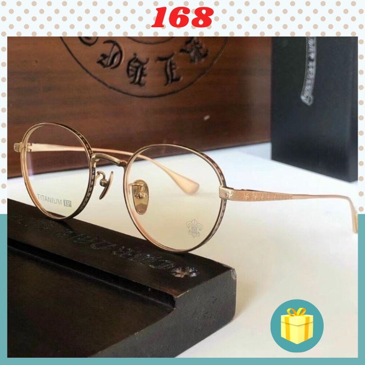 Gọng Kính Cận, C.hrome Titanium mắt tròn, Phiên bản cao cấp kèm Full Box, Bảo hành 12 tháng - donghokinhmat168