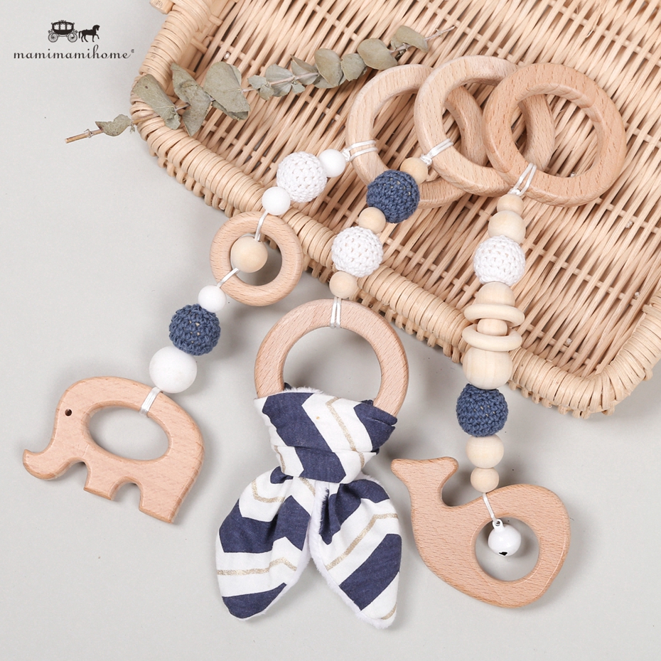 Set 3 đồ chơi dây treo cầm nắm Mamimamihome bằng gỗ dành cho bé