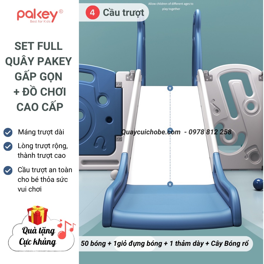 [Gấp gọn 2021] Quây cũi nhựa Set Full cầu trượt xích đu cho bé, TẶNG KÈM BÓNG RỔ + THẢM + BÓNG đẹp