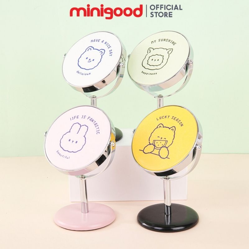 Gương tròn trang điểm để bàn mini hình động vật đáng yêu MINIGOOD