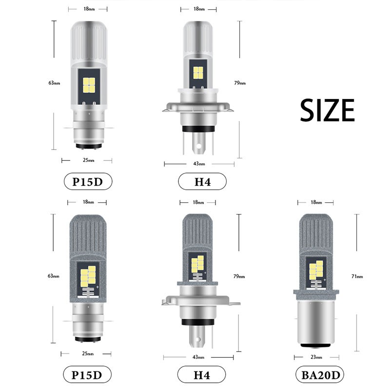 Đèn pha LED Kevanly P15D H4 6000k siêu sáng cao cấp cho xe máy