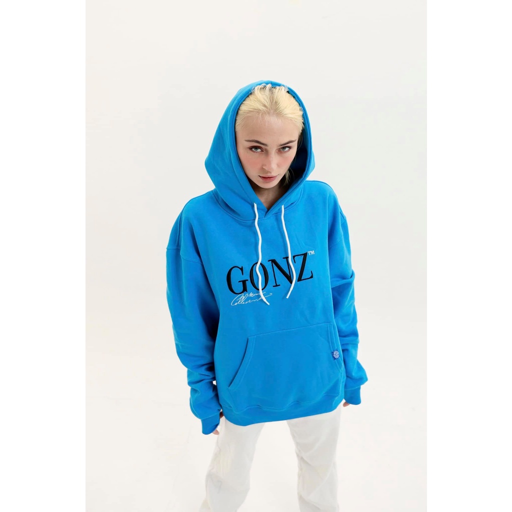 Áo Hoodies Gonz  áo khoác unisex form rộng nữ nam ,có mũ thời trang hình thiêu 100%, phong cách thu đông 4mảu