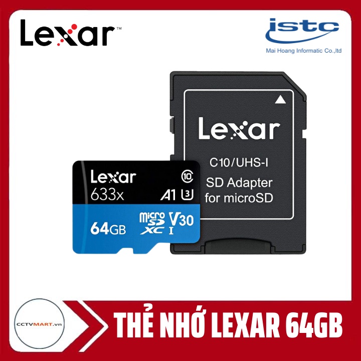 Thẻ Nhớ Lexar 64GB Kèm Adapter Cao Cấp Chính Hãng Tốc Độ Đọc Lên Đến 100 Mb/s, Thẻ Nhớ Camera Wifi/Camera Hành Trình