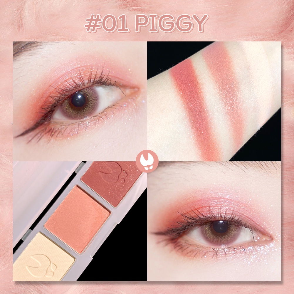 Bảng Phấn Mắt GECOMO 3 Màu Tông Lì Và Kim Tuyến