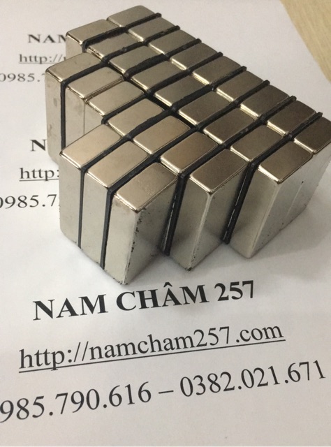 Nam châm viên khối 40x20x10mm, loại nam châm trắng đất hiếm lực hút siêu mạnh
