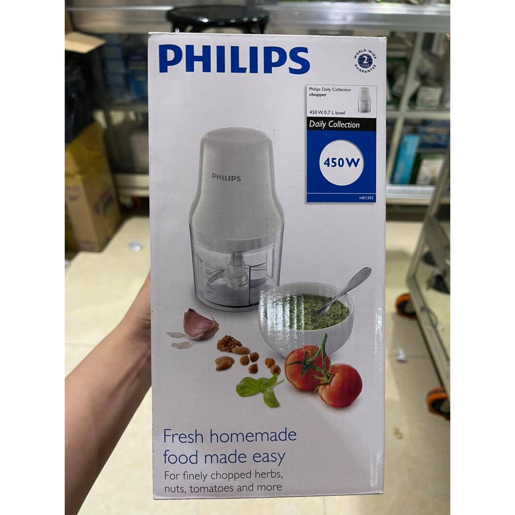Máy xay thịt thực phẩm gia đình Philips HR1393 White