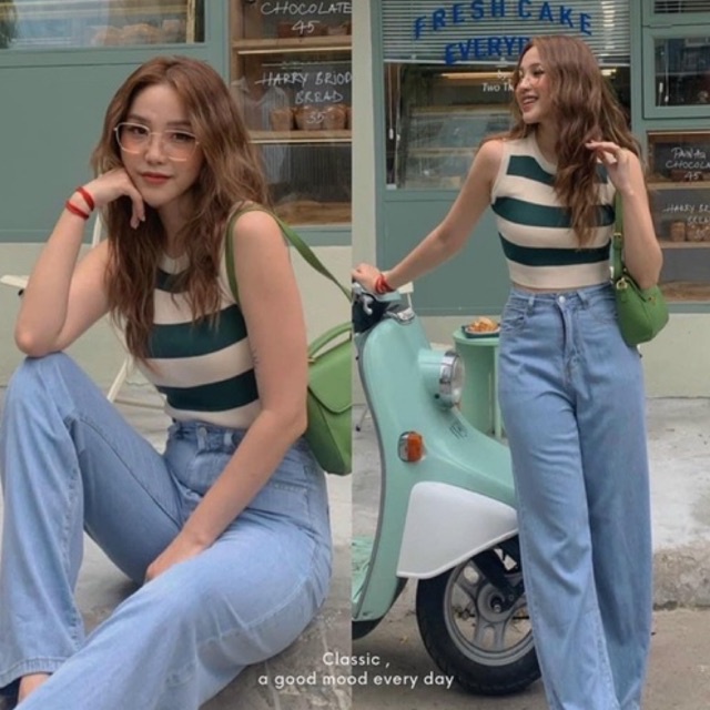 Áo balo croptop kẻ xinh xắn-dd21