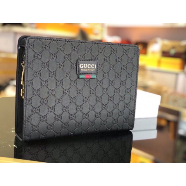 VÍ CLUTCH CẦM TAY GUCCI SUPER VIP‼️ fullbox , túi vải , card DA DẬP GG VÂN NỔI khoá mã số