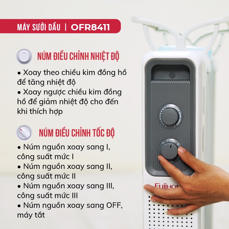 Máy sưởi dầu không đốt oxi CN Nhật Bản Nhập Khẩu Fujihome tự ngắt an toàn - Chính hãng bảo hành 1 năm