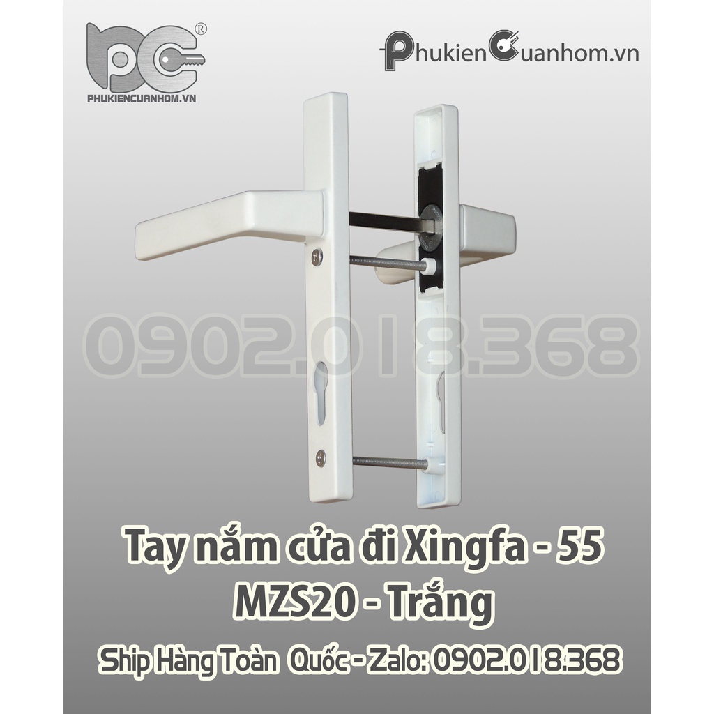 Tay nắm cửa đi mở quay nhôm Xingfa hệ 55 màu trắng