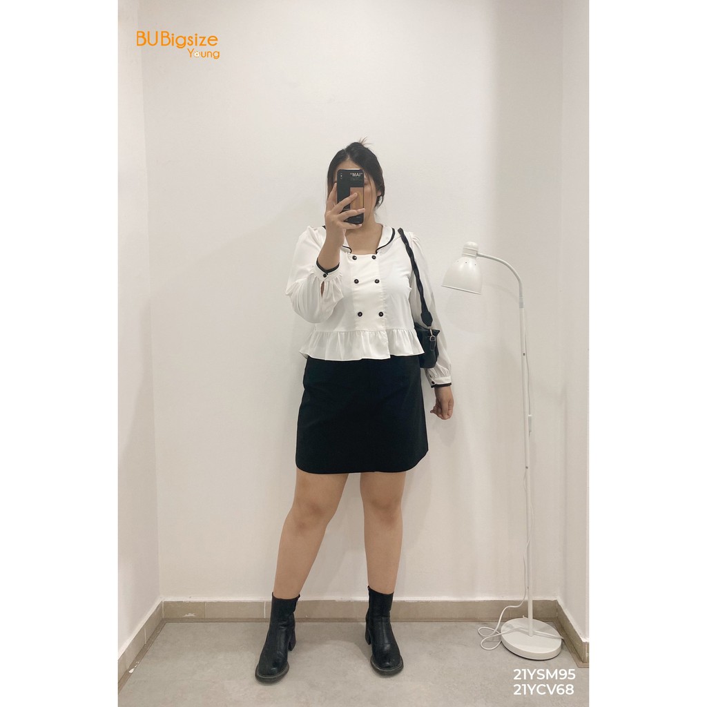 [Mã BMBAU50 giảm 50K đơn 150K] Sơ mi Peplum 2 hàng cúc BIGSIZE (55kg đến 95kg) - 21YSM95 - [BU Bigsize Young]