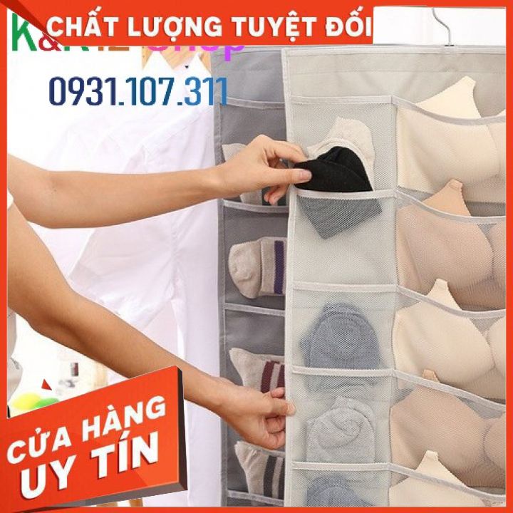 Túi dựng đồ lót 2 mặt ( loại tốt) 30 ngăn. Túi treo đồ tót, vớ, tất tiện dụng