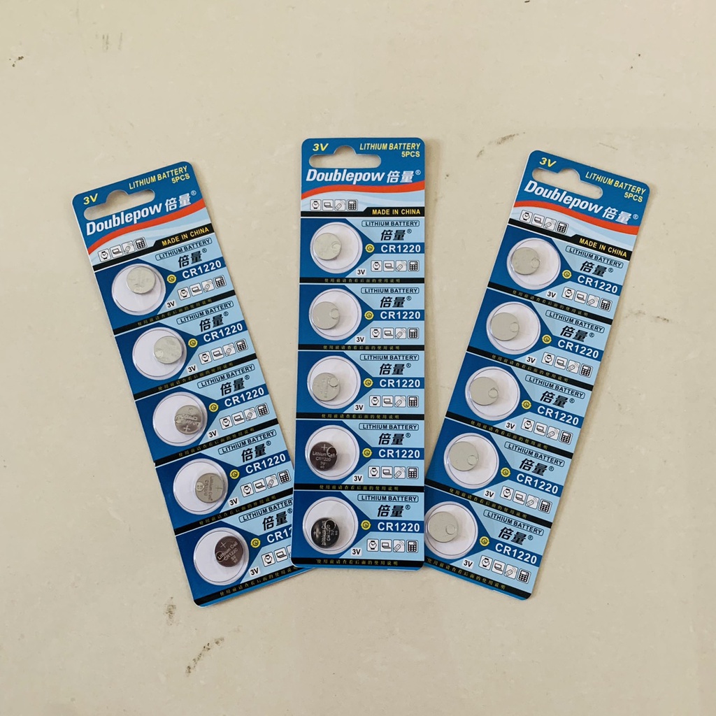 Vỉ 5 Viên Pin CR1220 Lithium 3V Doublepow Dùng Cho Remote ô tô, xe máy, cân điện tử, đồng hồ, máy đo kĩ thuật, CMOS