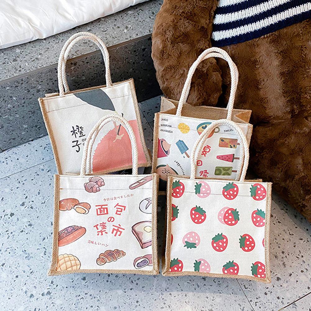 LILYES Túi Canvas Đeo Chéo Họa Tiết Hoạt Hình Phong Cách Nhật Bản