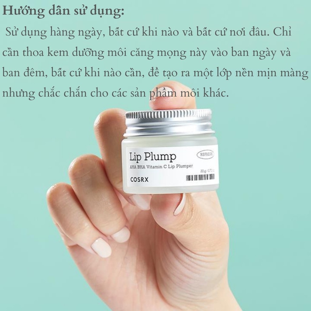Dưỡng môi COSRX Son dưỡng, mặt nạ ngủ, tẩy da chết Lip Sleep, Lip Scrub, Lip Plump 20g