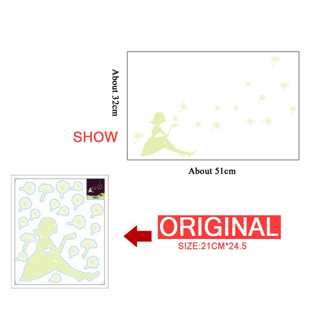 CONOPERY Decal dán tường dạ quang đẹp mắt cho nhà hoặc văn phòng có 4 kiểu tùy chọn