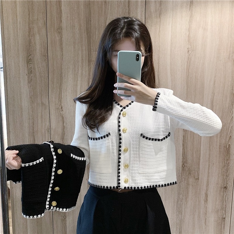 Áo khoác cardigan ZHELIHANGFEI dệt kim tay dài cổ chữ V thời trang dành cho nữ