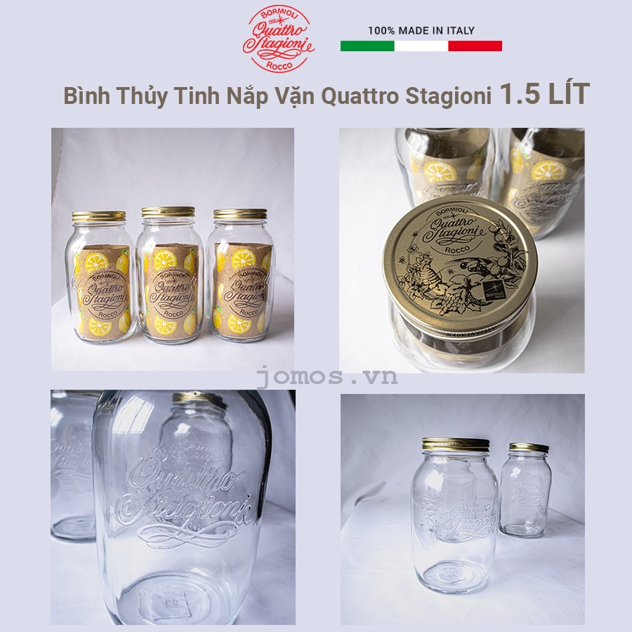 Hũ Thủy Tinh Nắp Vặn Quattro Stagioni -  Bormioli Rocco Italy, Không Chì, Không BPA TT.Q0