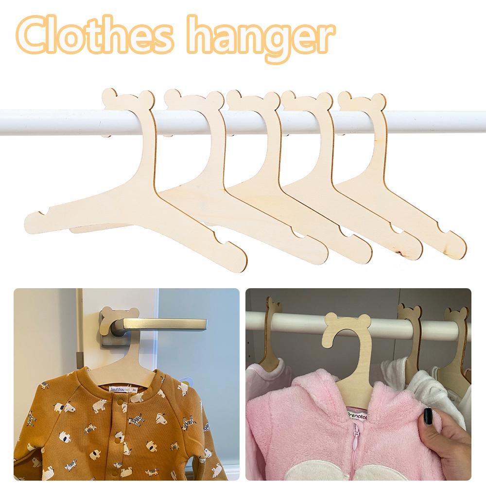 JANE Set 5 Móc Treo Quần Áo Bằng Gỗ Tự Nhiên Hình Gấu Dễ Thương