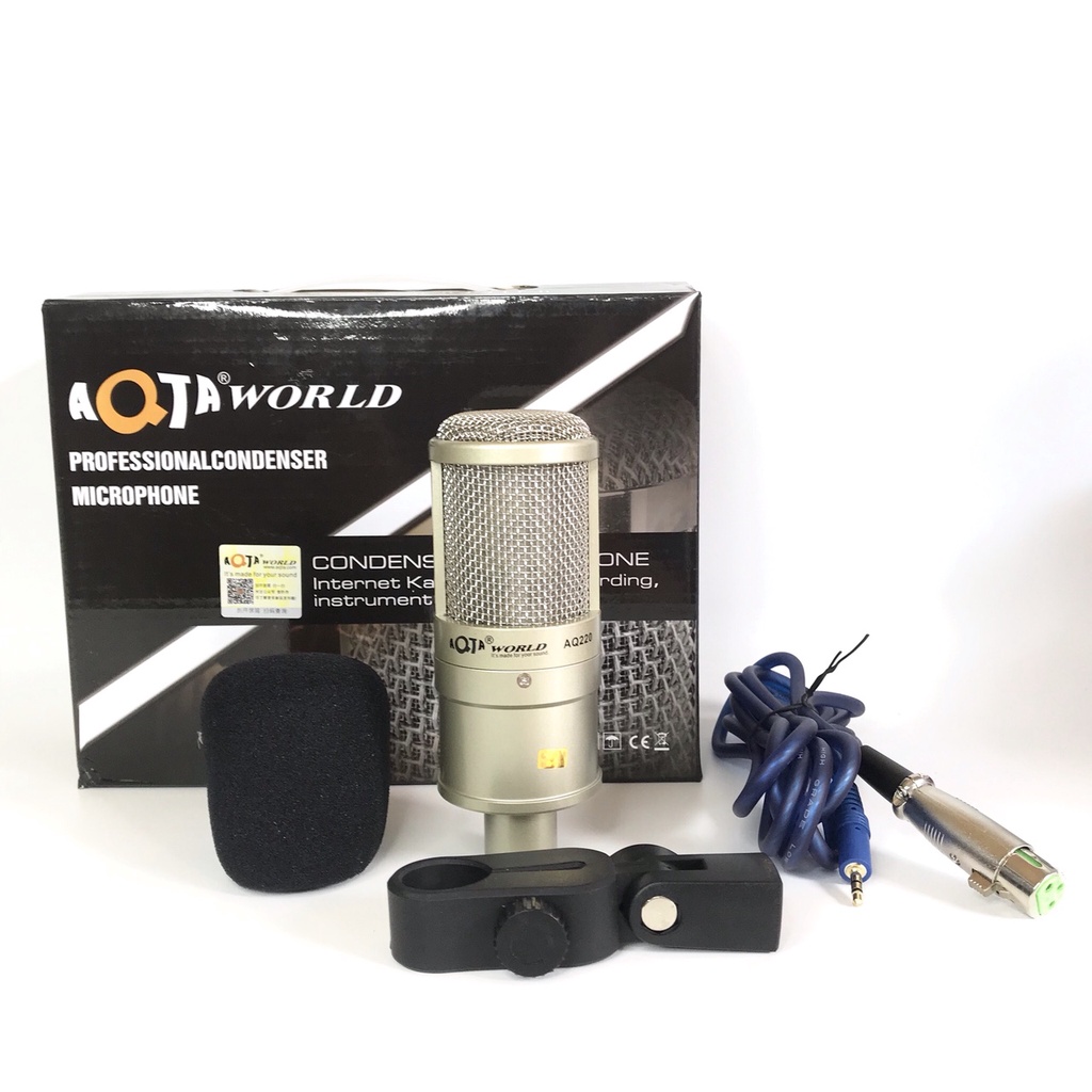 Combo Bộ Mic hát Thu âm Livestream AQ220- SOUND CARD K300 có BLUETOOTH TẶNG TAI NHET Bảo Hành 06 tháng