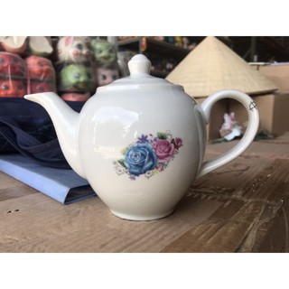 Bình ấm trà sứ in hoa hồng 350ml (không gồm ly)