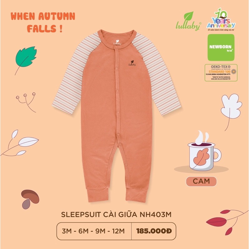 LULLABY - Body không tất Lullaby vải cotton/bamboo cho bé trai/bé gái từ sơ sinh đến 1 tuổi
