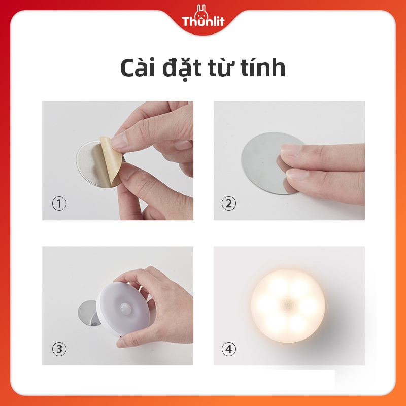 Đèn Ngủ THUNLIT Cảm Ứng Nhiệt Độ Tự Động Sạc Điện Usb Với 2 Màu Sắc Ánh Sáng
