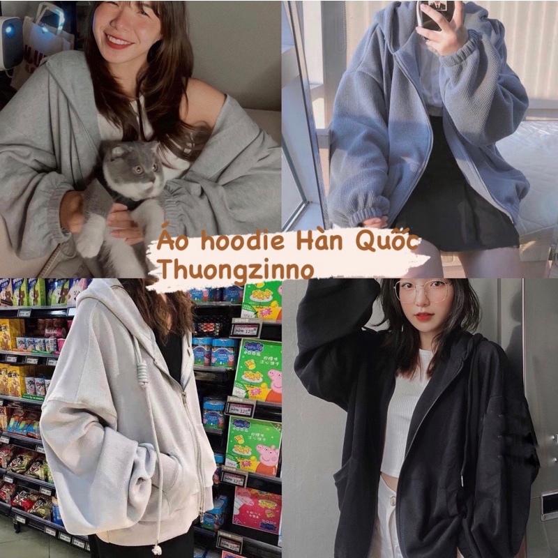 [HÀNG CHẤT LƯỢNG]Áo khoác nỉ trơn oversize phong cách ulzzang , áo hoodie nỉ mũ to form rộng
