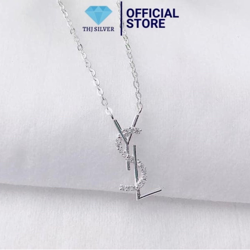 Dây chuyền nữ THJ - Chữ YSL nạm đá chuẩn bạc ta