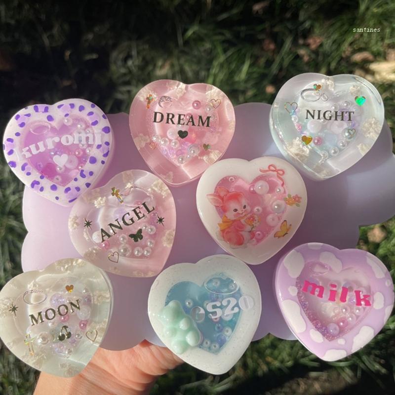 San * Khuôn Silicon Trong Suốt Họa Tiết Hoạt Hình Có Cát Chảy Để Làm Trang Sức Thủ Công DIY