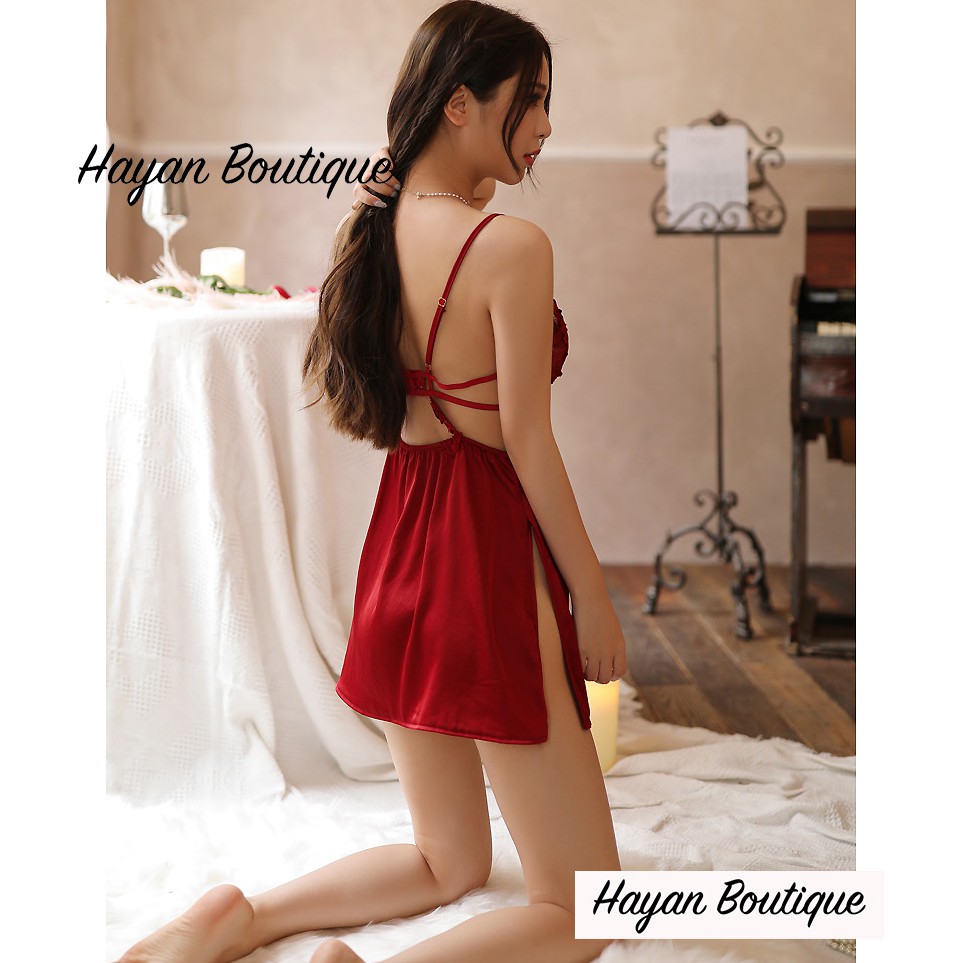 Váy ngủ sexy ren ngực, đầm ngủ lụa quyến rũ QUẢNG CHÂU #HT29