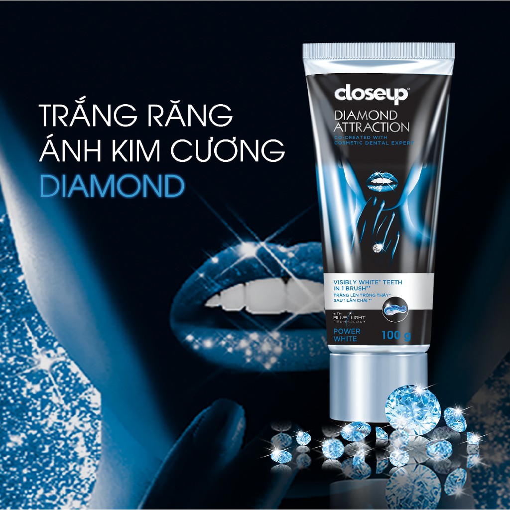 Kem đánh răng dạng GEL Closeup White Attraction Diamond 100g