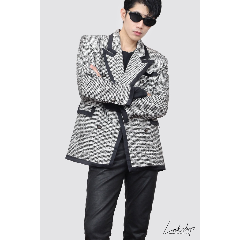 Áo dạ Lak Studios Houndstooth Tweed Blazer
